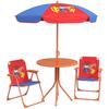 Kids Picnic Table and Chair Set, Cowboy Themed Outdoor Garden Furniture w/ Foldable Chairs, Adjustable Parasol