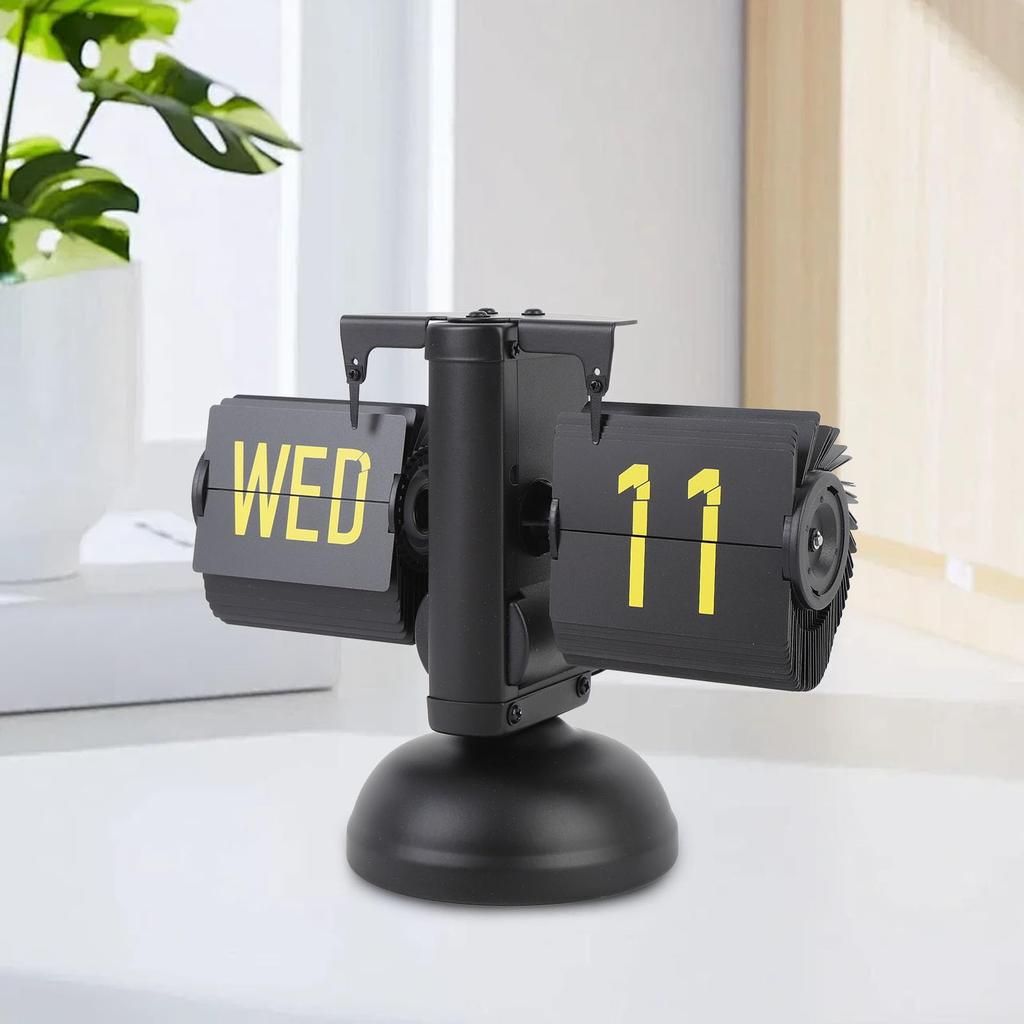 Retro Flip-Down Clock, Classic Mechanical Auto Flip Desk Table Clock, Battery-Powered, Built-in Gear-Operated Clock, for Multiple Home Office Decorati