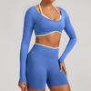 Seamless Yoga Set Long Sleeve Fitness Wear With Moisture Wicking For Women Outdoor Running