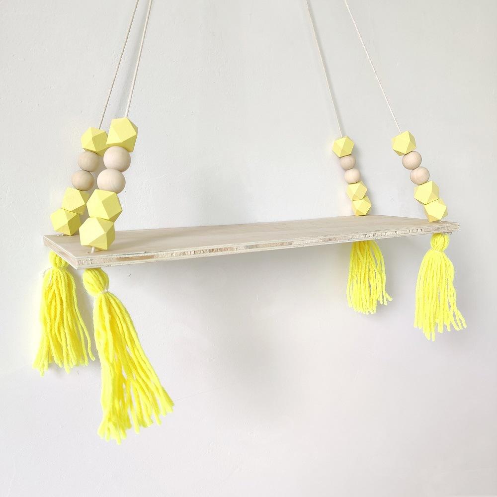 Nordischer Stil Macaron Achteckige Perle Fransen Regal Wandbehang Kinderzimmer Kreative Heimdekoration Brett