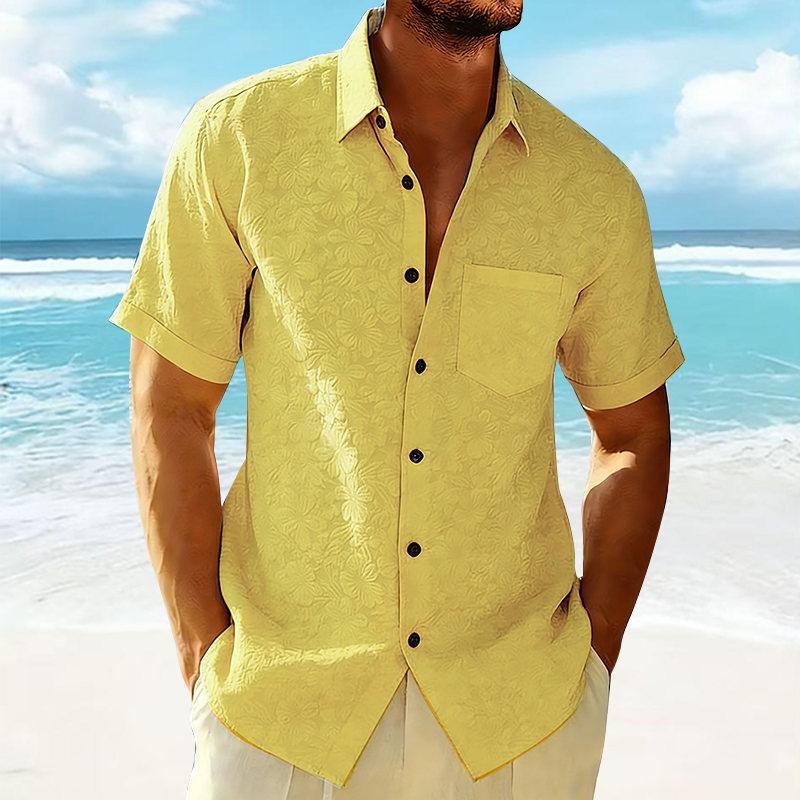 

Men s Summer Fashion Canterbury Bells Short Sleeve Hawaiian Shirt Casual Solid Pocket Beach Holiday Shirts Stylish Mens Clothing XXL жовтий