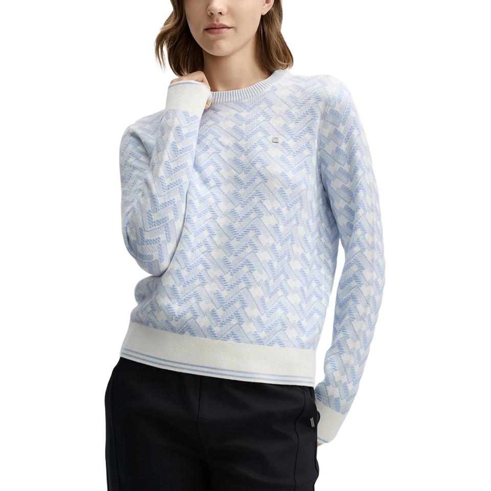 Fila White Series Fashion Casual Woven Long Sleeve Sweater Women Sweater Misty-Blue F11W513405F-LB