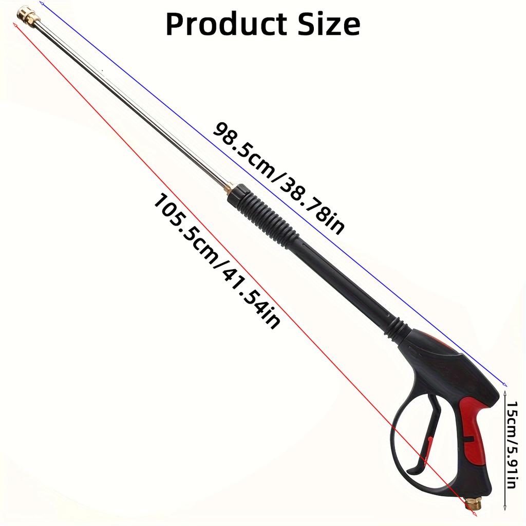 4000PSI High Pressure Car Wash Gun 40-inch with M22-14 Brass Valve & 1/4" Quick Connect 5 Nozzles for Trucks/Pickup Cleaning