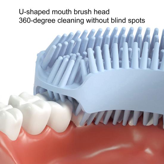 Spazzolino per bambini Materiale per uso alimentare Rimuovi le macchie dei denti A forma di U Bocca intera Pulizia dei denti Spazzolino per bambini
