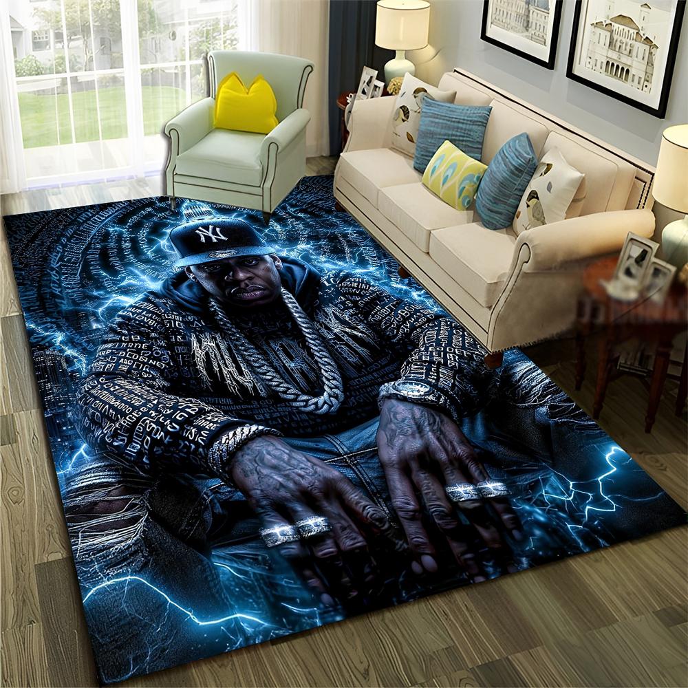 New Legend Rappers Star Art Cartoon Hip Hop Rug for Bedroom Living Room Sofa Home Doormat Decor,Kid Play Non-slip Floor Mat