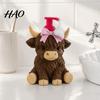 Kitchen Soap Dispenser Highland Cow Dispenser, Pink Bow Cattle Refillable Hand Empty Pump Bottle Bottle, Plastic for Bathroom, Housewarming