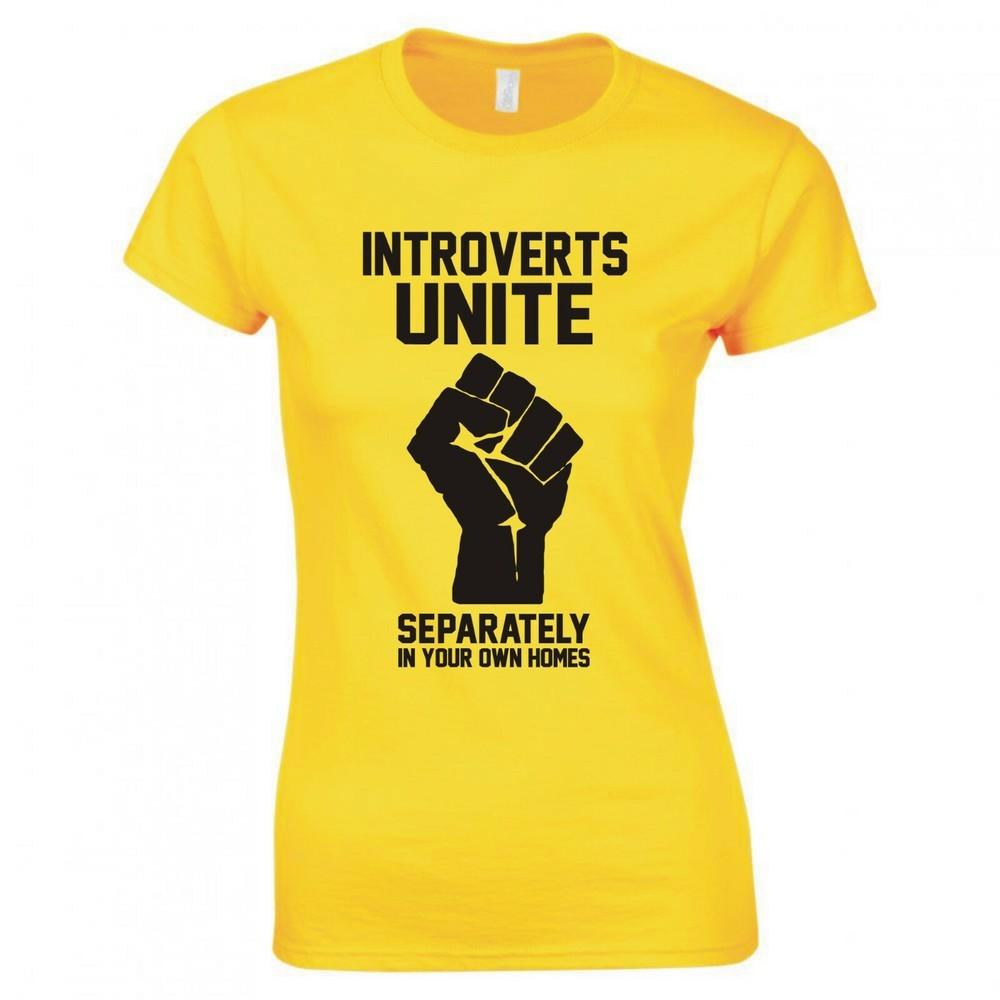 Divertente T-shirt aderente "Gli Introversi si Uniscano"