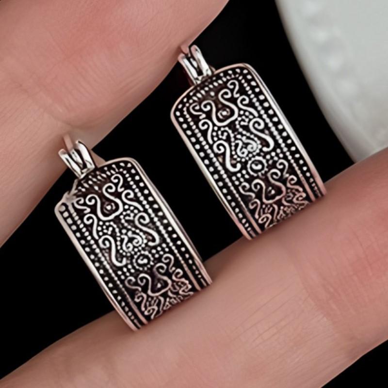 925 Sterling Silver Texture Flower Earrings For Women Gothic Trendy Simple Retro Earring Jewelry Party Accessories