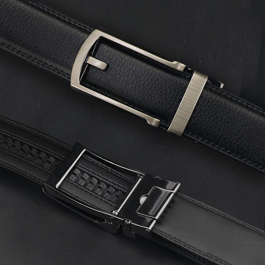[Alfili] Large Size Business Leather Belt - Auto-Lock, No Holes, Genuine Leather
