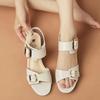 High heels women's 2024 summer new elegant retro square head word with rear zipper open toe thick heel sandals women