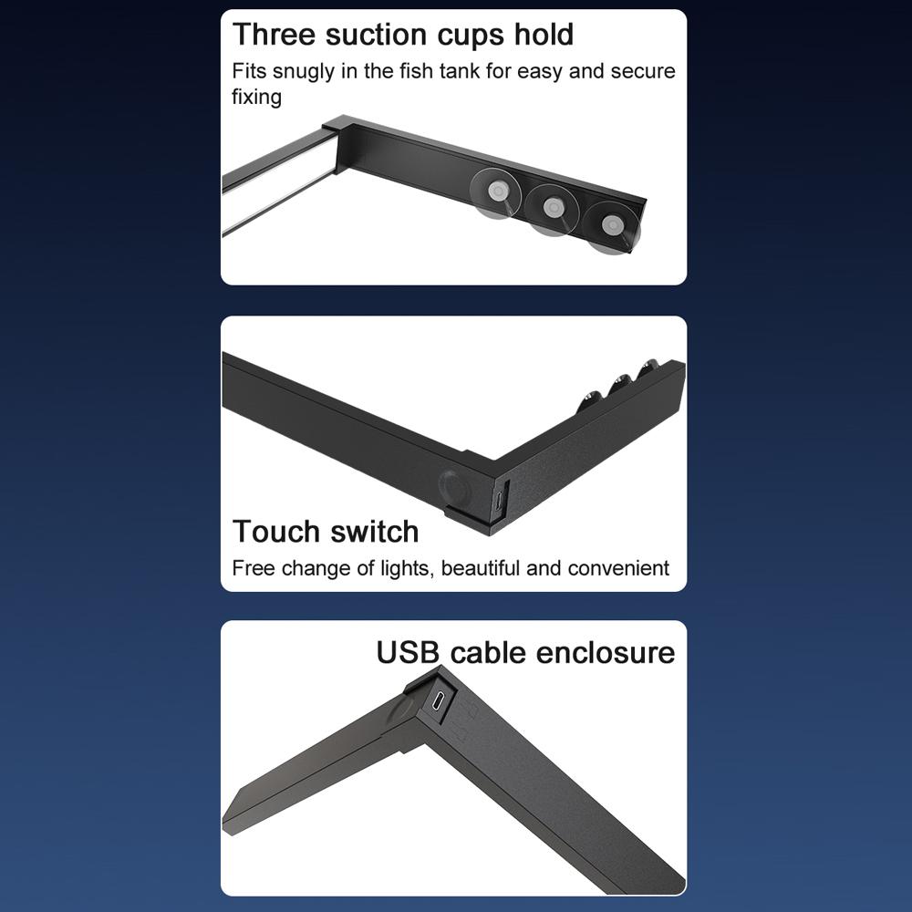 ABS Small Fish Bowl LED Light Desktop Aquarium Algae Aquatic Plants Light Dual Mode Switching Aquarium Fill Light Three