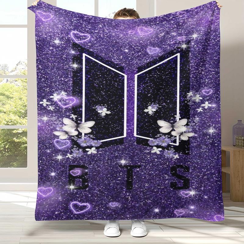 Modische B-BTS Kpop Flanelldecke, Ultraweiche Warme Plüschdecke für Zuhause Schlafzimmer Bett Sofa Abdeckung Büro Camping Picknick Geschenk