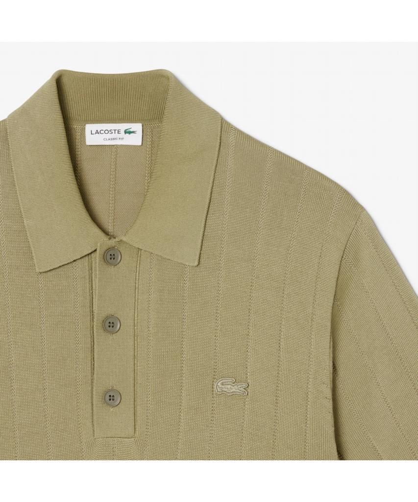 LACOSTE Men'S Cotton Rib Short Sleeve Polo Sweater Ah5339-55N E9F