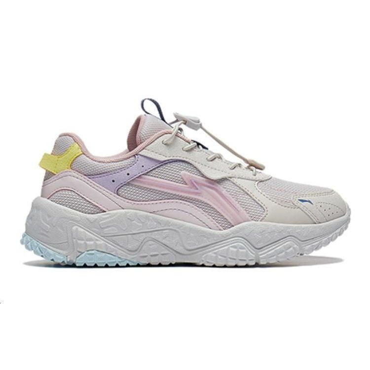 Li Ning Youth V2 Comfortable Non-Slip Rebound Breathable Casual Shoes Kids sneaker White Gray Pink YKCT160-6