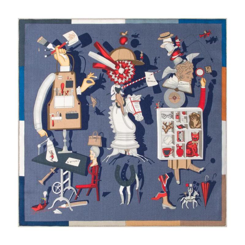 TXRMDX Men s Geometric Silk Wool Square Scarf One Size