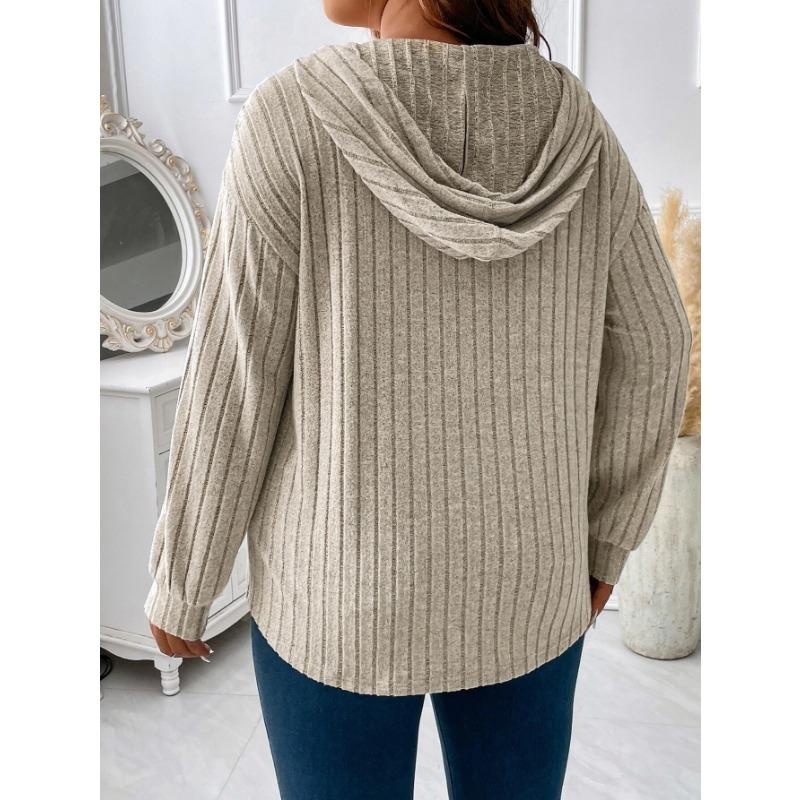 Women's Fashion Casual Spring Autumn Solid Color Print Long Sleeve Hooded Blouses & Shirts