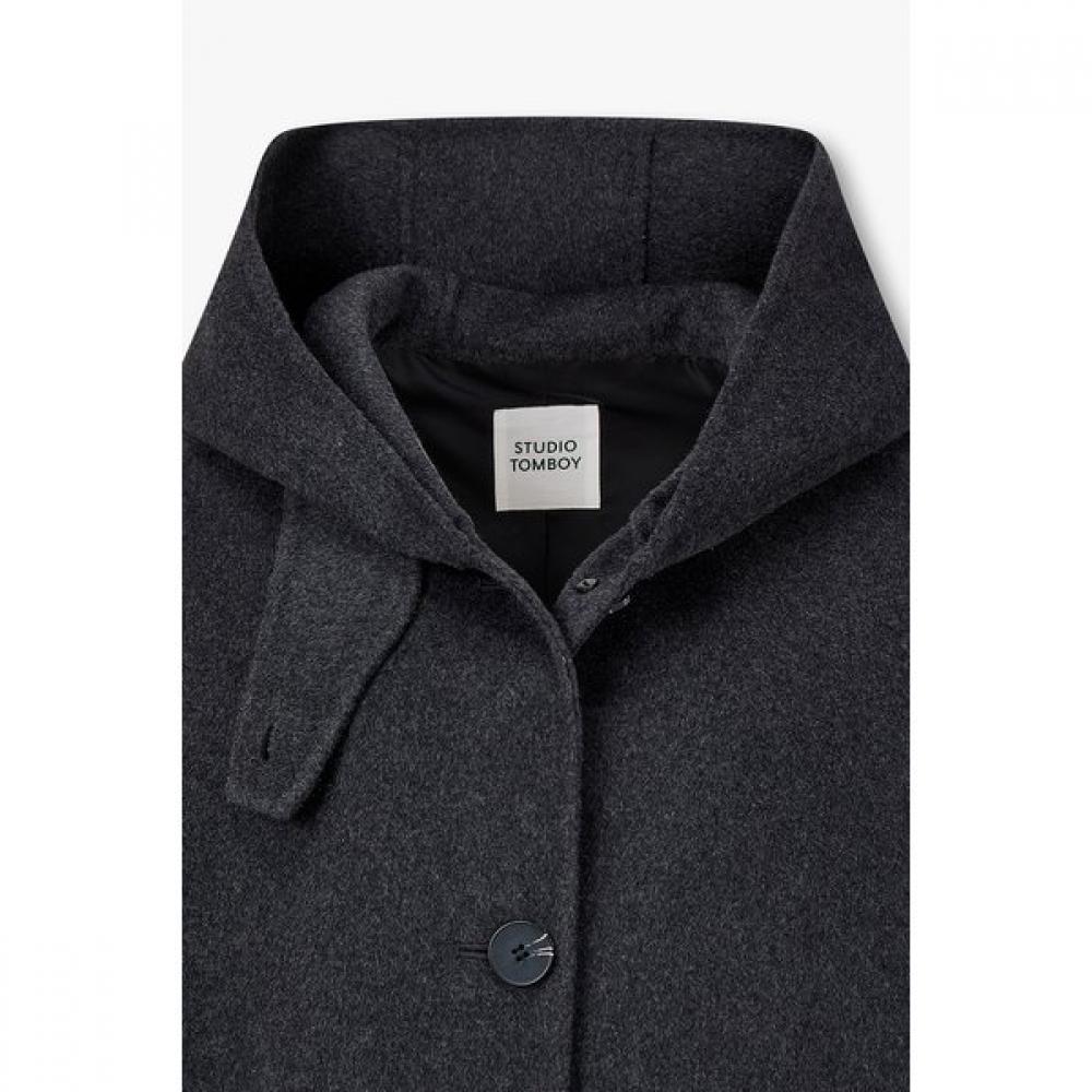 Studio Tomboy Handmade Wool Blend Hoodie Half Coat 9176411981