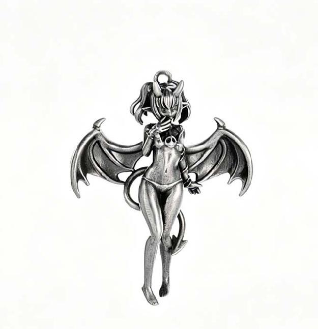 Devil's Overture: Cartoon Succubus Bat Girl Necklace - Dark Punk Street Style Essential