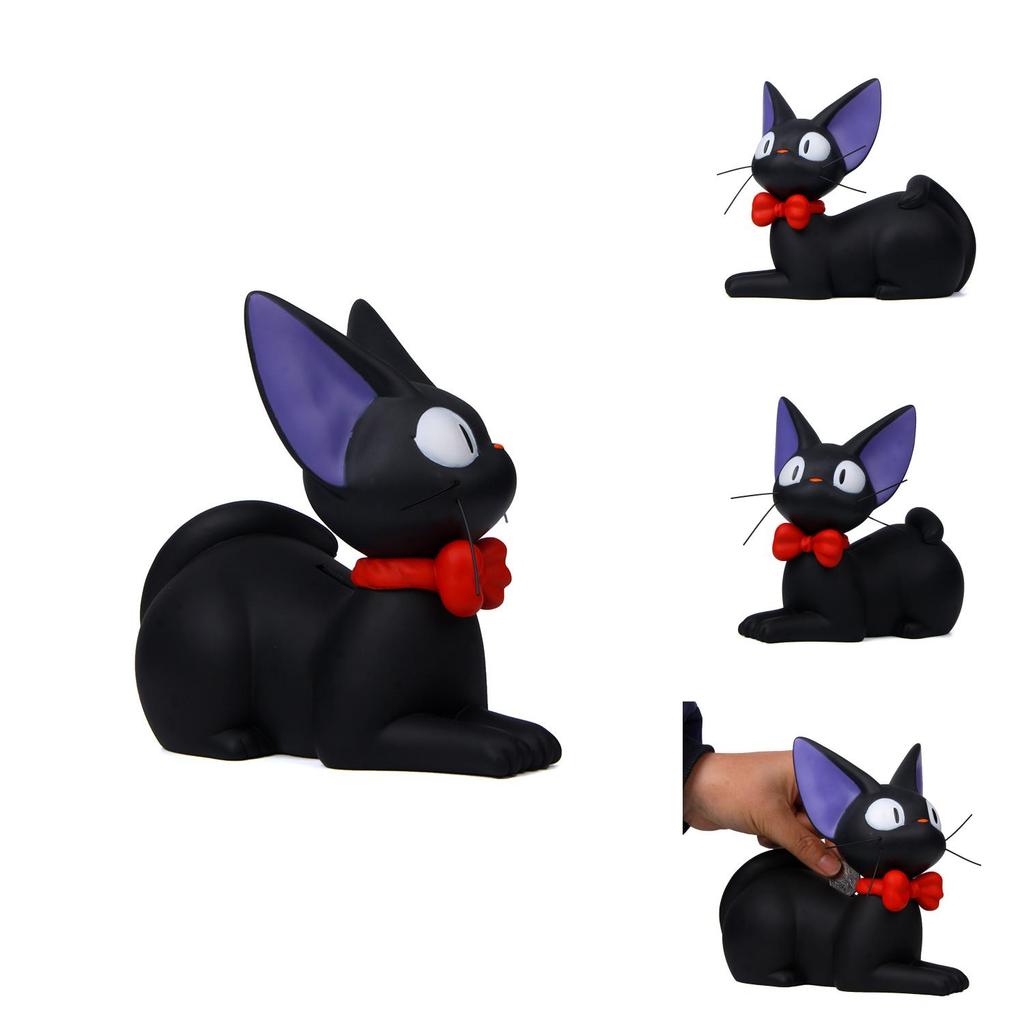 Black Cat Figurine Coin Savings Container With Cartoon Design For Gift And Collection