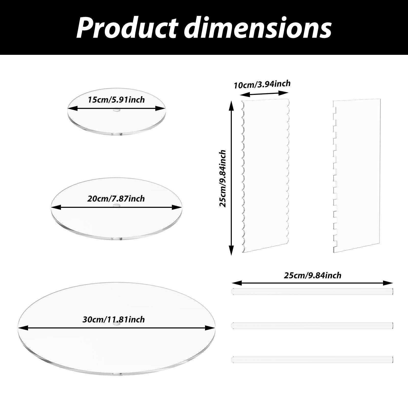 

Acrylic Cake Disc 15/20/30cm Clear Cake Fix Lid Tray with Scrapers Cream Cake Making Tool Kitchen Baking Gadget Cake Decorating
