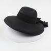 Straw Hat Women's Summer Retro Fashion Bow Sunscreen Visor Seaside Vacation Foldable Big Eaves Hat