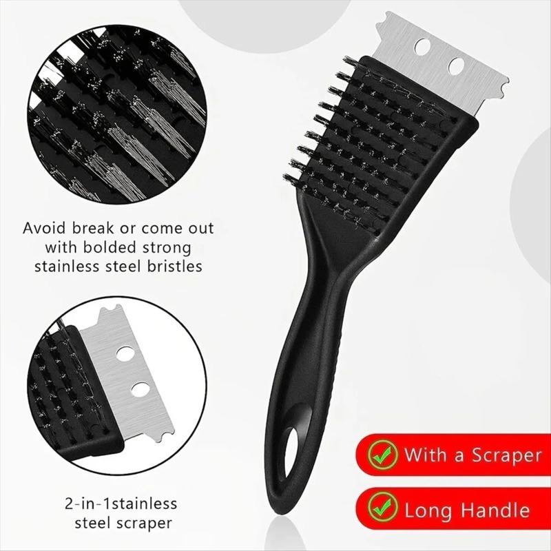 2 Pezzi Spazzole Non-stick per Griglia Barbecue BBQ con Setole in Filo di Acciaio Inossidabile e Manico Strumenti Durevoli per Cottura BBQ