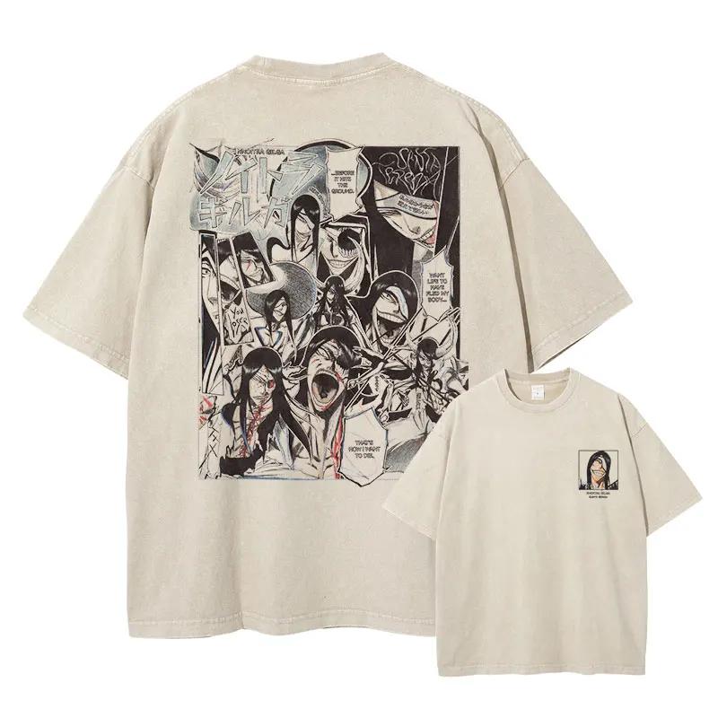 Grimmjow Aizen Ichigo Μπλουζάκι Anime Vintage Πλυμένα T Shirts Streetwear Rukia Kenpachi Manga Φαρδιά Y2k Κοντομάνικα Μπλουζάκια
