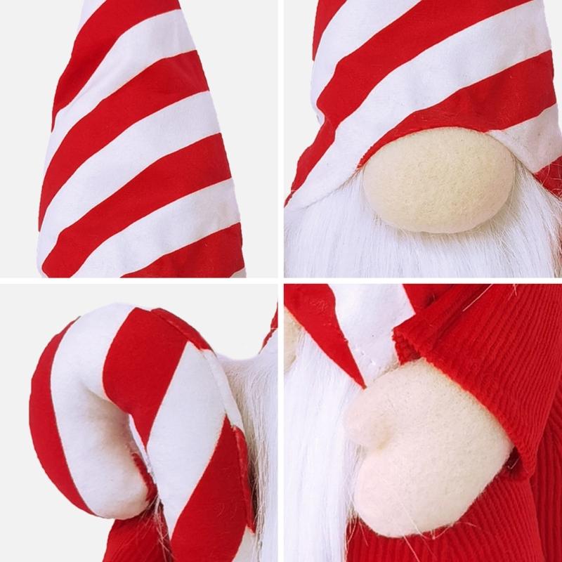 Large Nosed Striped Hat Gnomes Figure Face less Dolls Ornaments, Soft Fabric Christmas Decoration