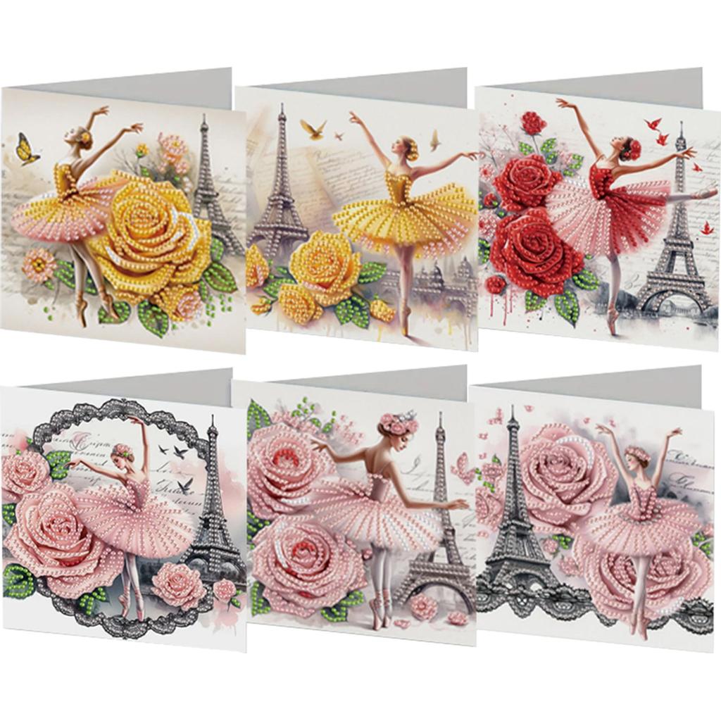 6Pcs DIY Diamond Painting Greeting Card Set Rhinestone Diamond Art Mosaic Postcards for Friend Family Lover