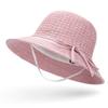 Zhen yue qi summer sun hat for women - travel, hollow knit bucket hat, beach windproof rope sun protection visor