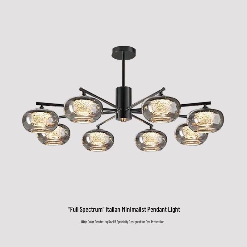 Nordic Retro Italian Luxury Glass Chandelier for Dining Rooms, Restaurants, Hotels, and Villas