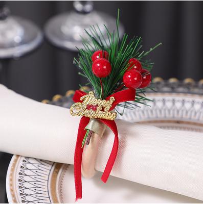Christmas Napkin Buckle Festival White Pumpkin Dress Napkin Ring Green Plant Pine Needle Cloth Towel Ring New Christmas Decorati