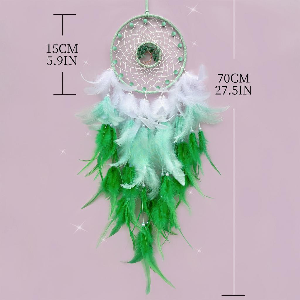 Home Decoration Light Luxury Dreamcatcher Feather Hanging Crystal Stone Tree of Life Woven Wind Chimes Living Room Wall Decor Wall Hanging