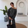 2025 Autumn Off-Shoulder Knit Top & Long Pants Set for Women