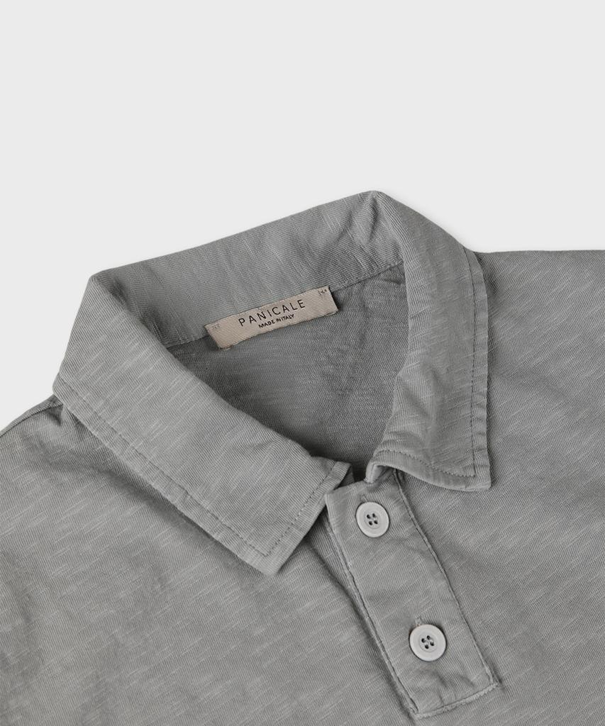 PANICALE Grey Slub Cotton Casual Polo Shirt