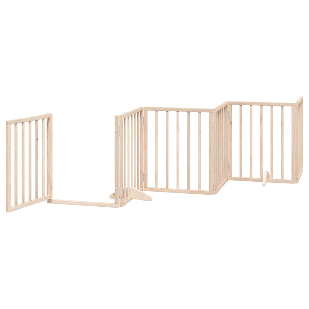 9 Piece Foldable Dog Gate with Door 450 cm Poplar Wood