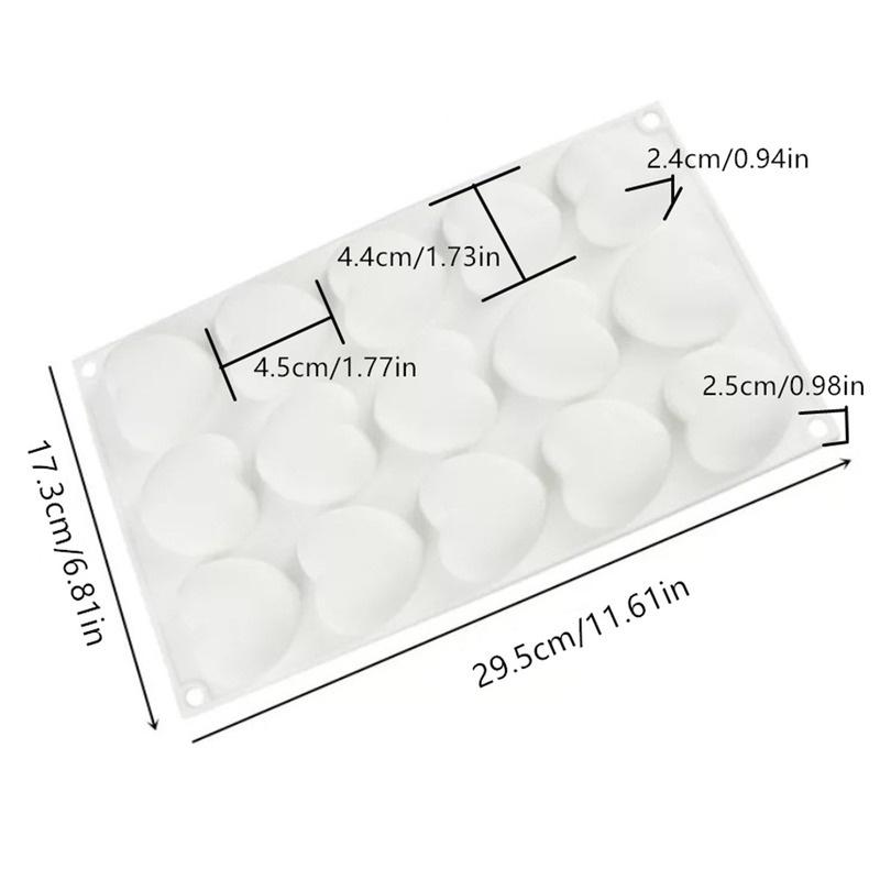 

Силиконовые романтические 15 мини-форм для торта в форме сердца для шоколадных десертов, пудинга, инструменты для украшения тортов белый
