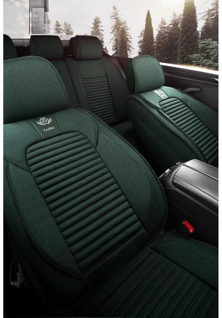 Universal Breathable Linen Seat Cover Set for Five-Seater Cars - Durable and Fully Enclosed