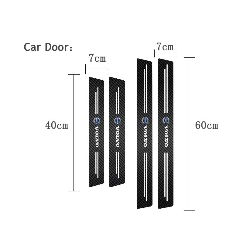 fqshd6 Carbon Fiber Vinyl Door Sill Guard Anti Scratch Protector Sticker For Volvo R-Design XC60 XC90 S60 V60 XC40 C40 S90 V90 V40 XC70