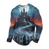 Men's Halloween Printed Long Sleeve Neck T-Shirt for Costume Party