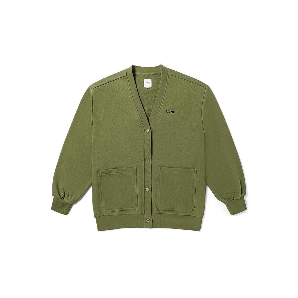 Vans Solid Color V-Neck Single-Breasted Cardigan Women Tops Green VN000BYTC89