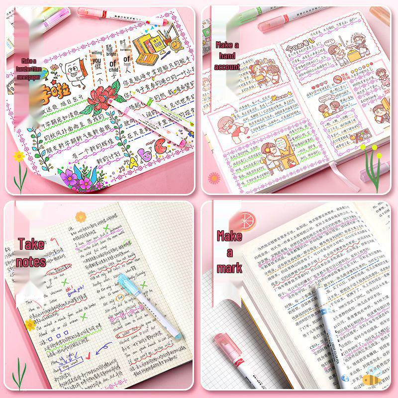 Floral Outline Curve Highlighter Pen for Journaling and Drawing