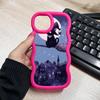 Capa de Celular Luna Gato da Lua para iPhone 17 16 15 14 13 12 11 Air Pro Max Plus Borda Ondulada TPU Capa Colorida Celulares Bonitos