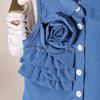 Girls' Fashionable Set Summer Children's Elegant Lapel Corsage Sleeveless Top + Trousers