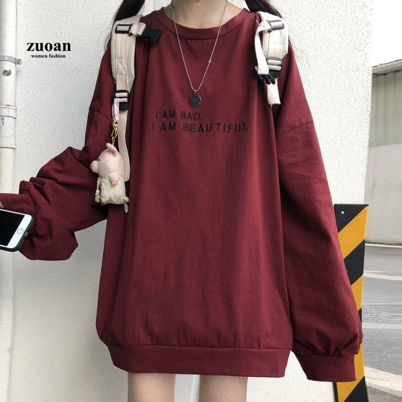 Letter Round Cotton Neck Pullover Sweatshirt Plus Size Womens Thin Jacket