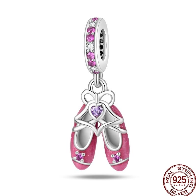 Authentic Stering copper Blue Bow Perfume Heart Charm Dancing shoes Bead Compatible With Authentic 3mm Bracelets Do It Yourself Ideal For Women Fine J