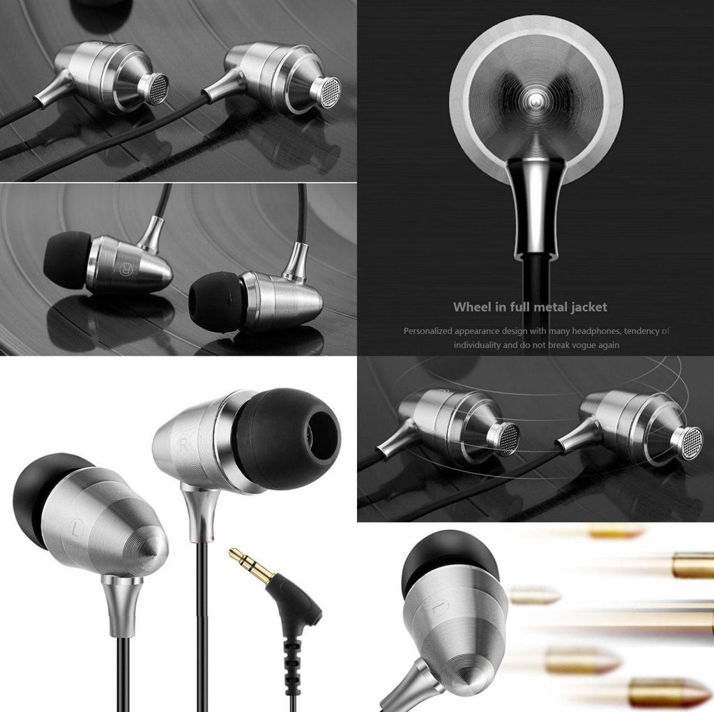 Silver Bullet Earphones Metal Deep Bass Wired Inear Headphones For Music Lovers