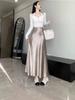 Satin A-Line Fishtail Midi Skirt for Women - Spring/Summer New Style Korean Fashion
