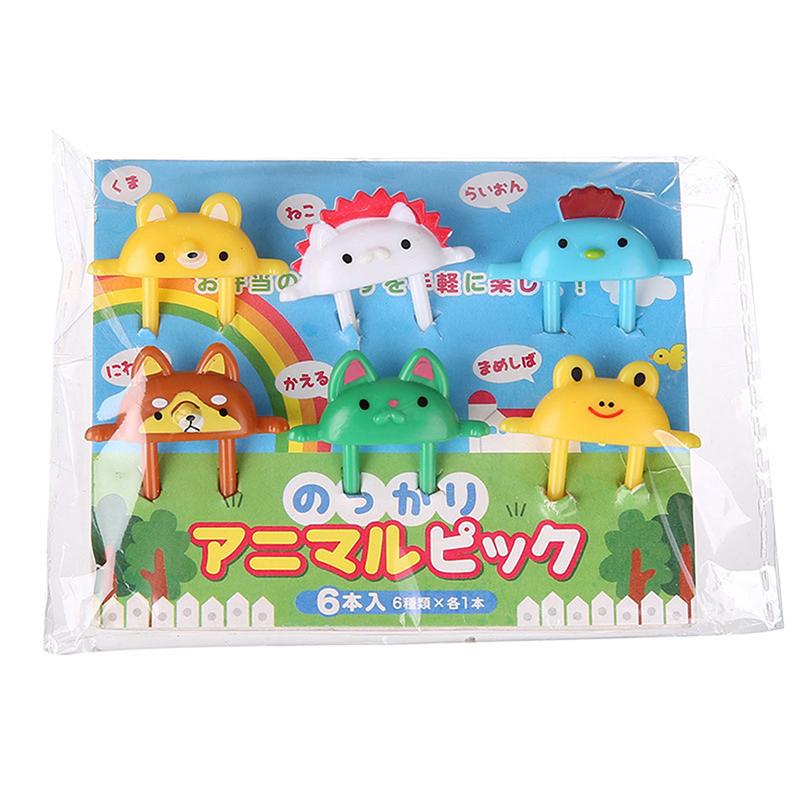 6Pcs Cartoon Animal Fruit Fork Cute Dessert Food Fork Chick Fox Frog Bento Fork