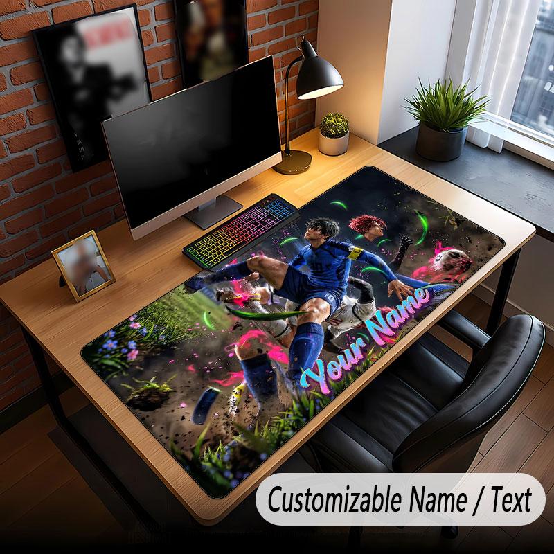 Custom Name Extended Mouse Pad,Blue Lock Gaming Desk Mat For Home Office Desktop Decor